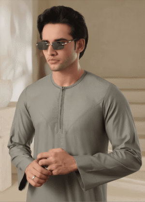 Al Hareer Emirati Thobe | Dust Olive